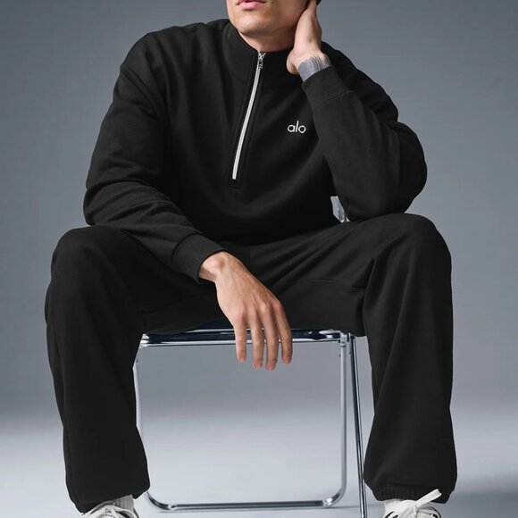 Alo Yoga Accolade 1/4 Zip Pullover Black Men's Size Medium [NEW] [MSRP: $148] - Picture 4 of 6